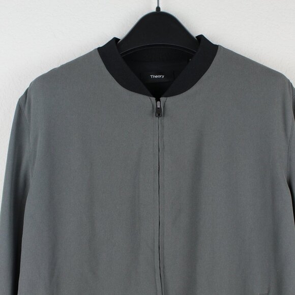 NWT Theory Front Zip Bomber Jacket, Thyme Green– Minimalist Lightweight Layer - Picture 5 of 14